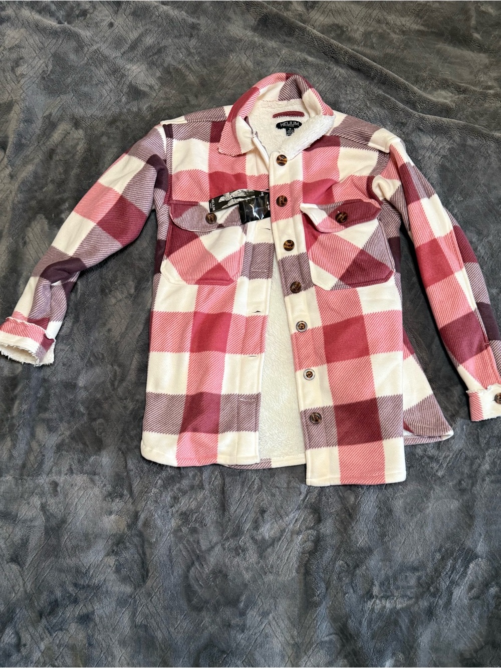 Helium London Pink Plaid Sherpa-Lined Jacket
